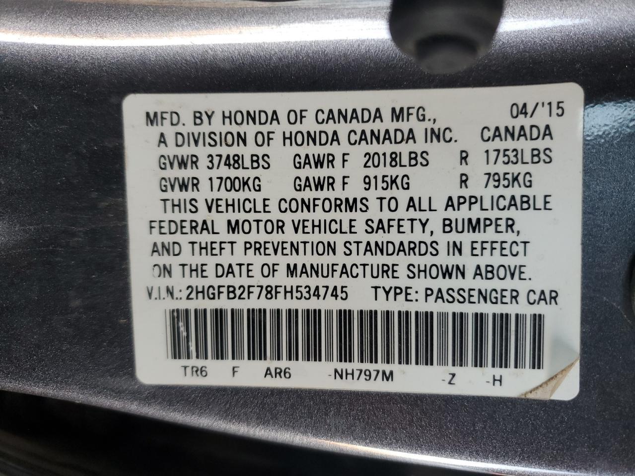 2015 HONDA CIVIC