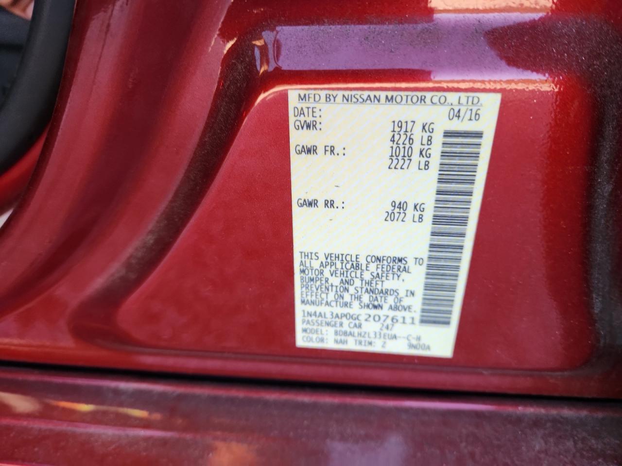 2016 NISSAN ALTIMA