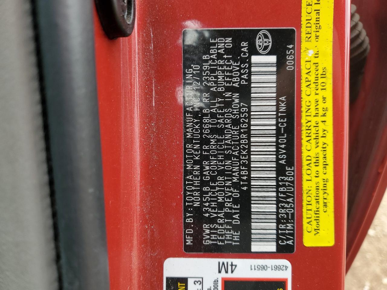 2011 TOYOTA CAMRY