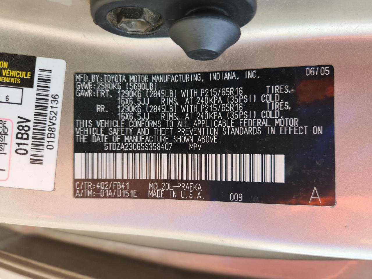 2005 TOYOTA SIENNA