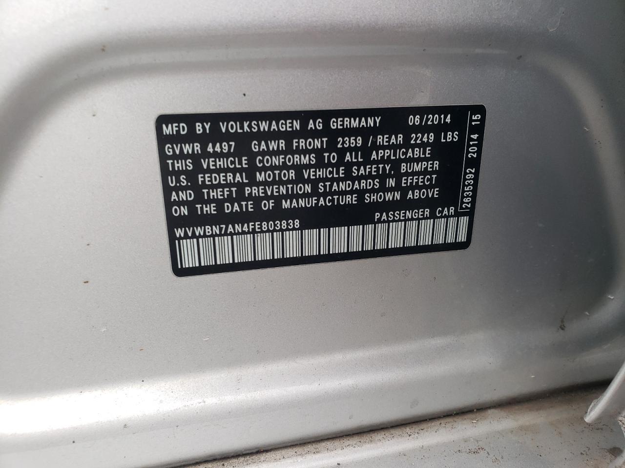 2015 VOLKSWAGEN CC