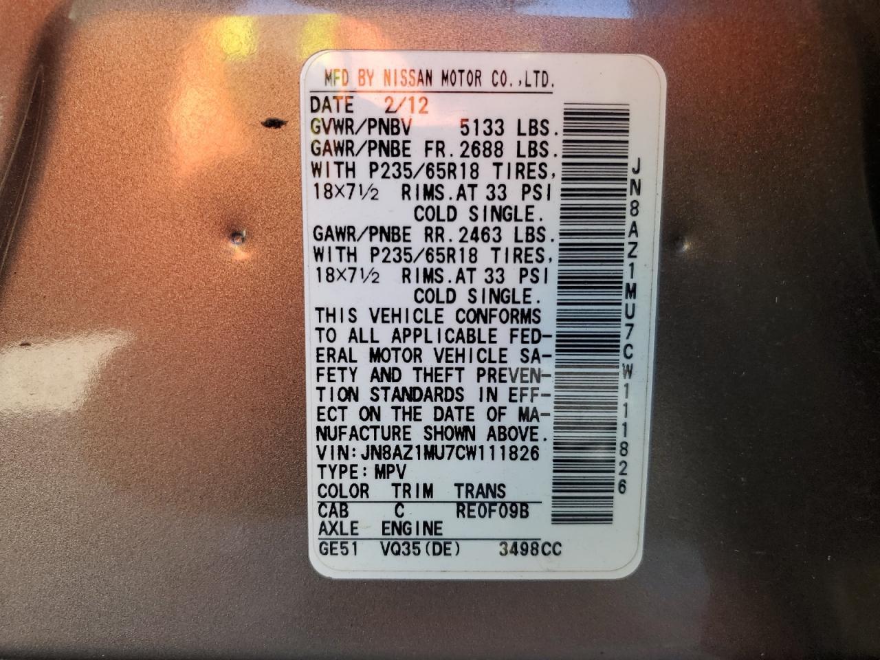 2012 NISSAN MURANO