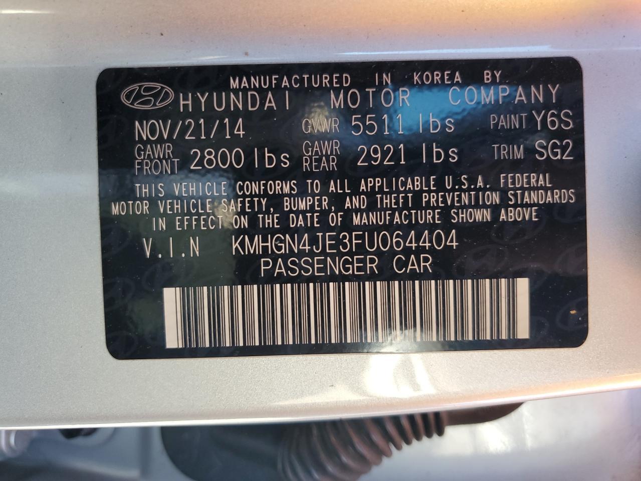 2015 HYUNDAI GENESIS