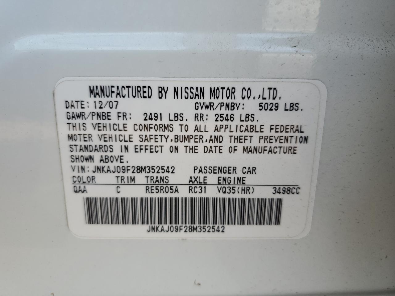 2008 INFINITI EX35