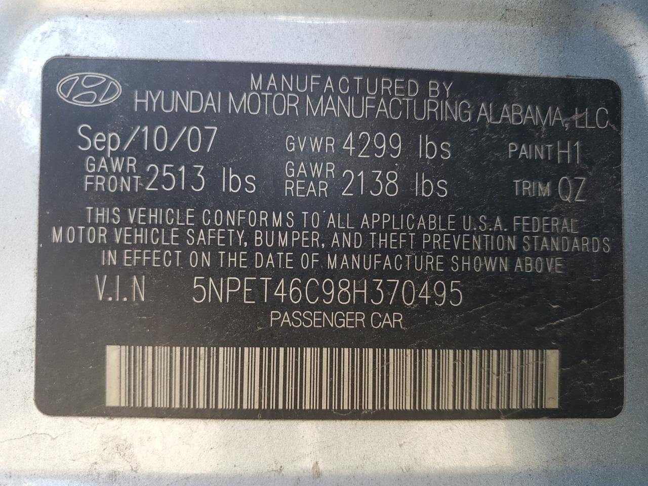 2008 HYUNDAI SONATA