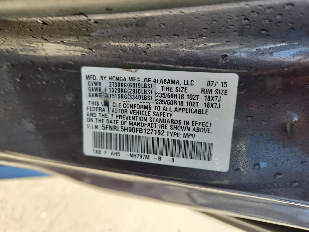 2015 HONDA ODYSSEY