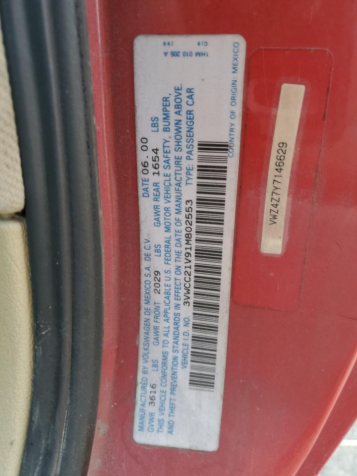 2001 VOLKSWAGEN Cabrio