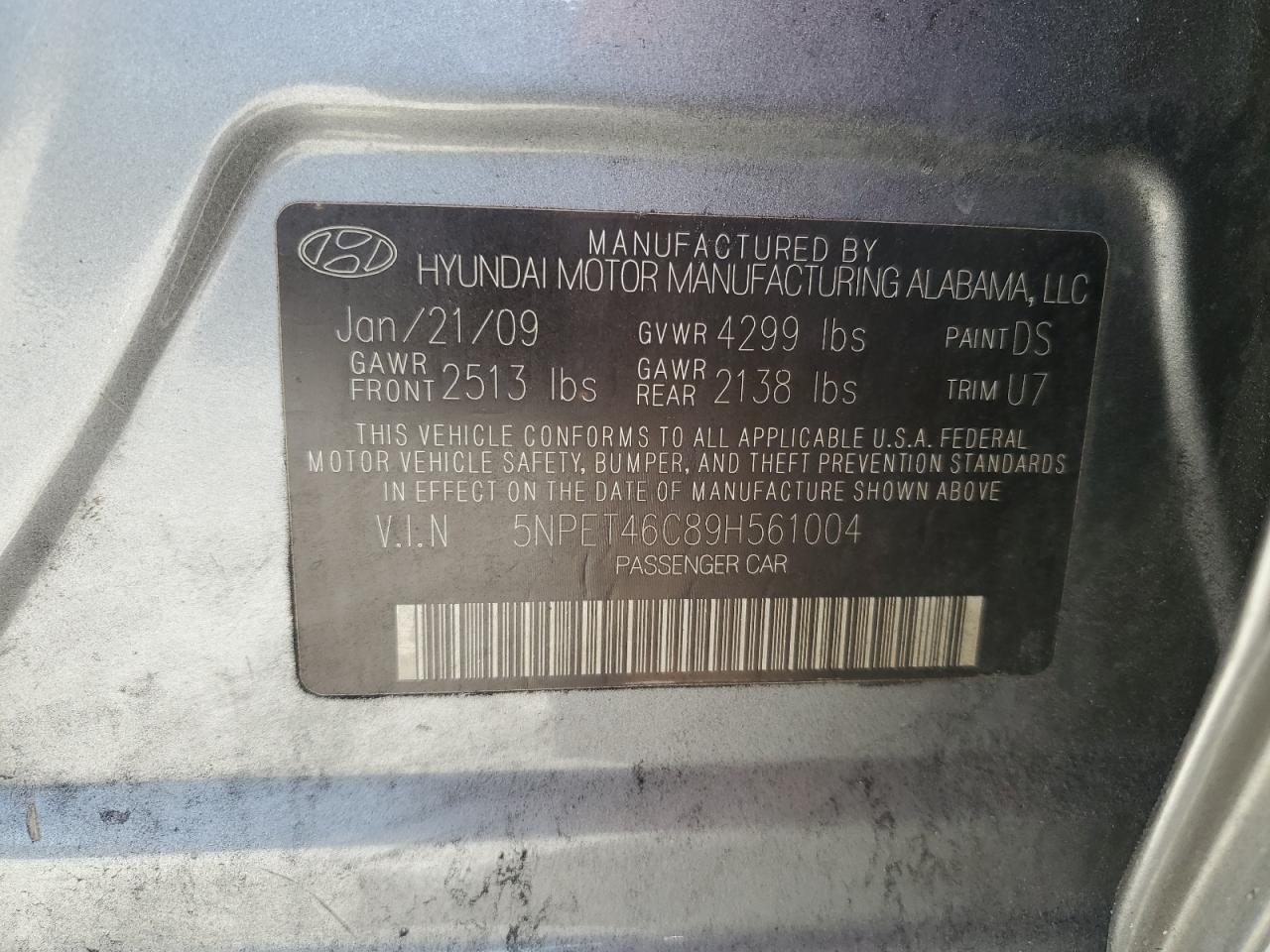 2009 HYUNDAI SONATA