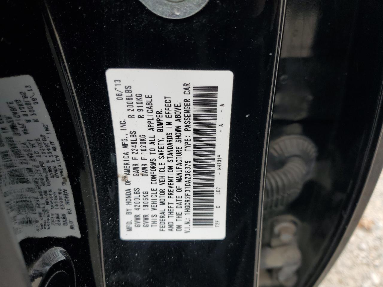 2013 HONDA ACCORD