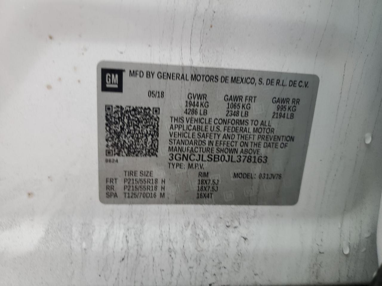 2018 CHEVROLET TRAX