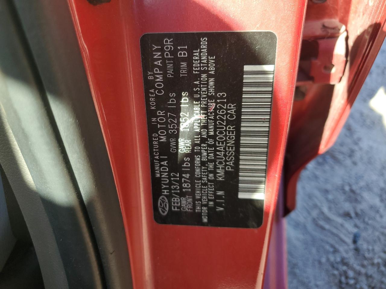 2012 HYUNDAI ACCENT