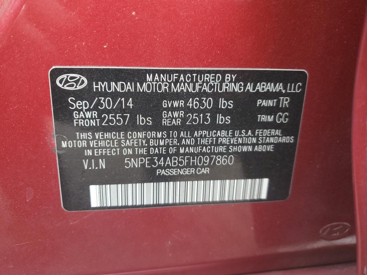 2015 HYUNDAI SONATA