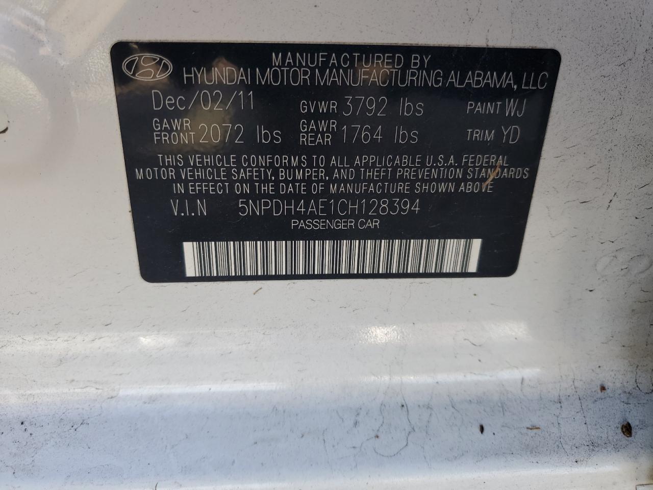 2012 HYUNDAI ELANTRA