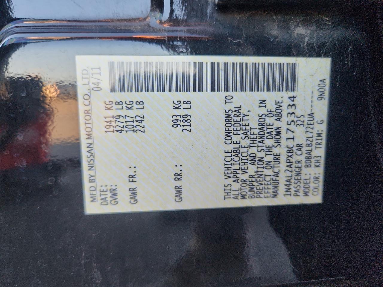2011 NISSAN ALTIMA
