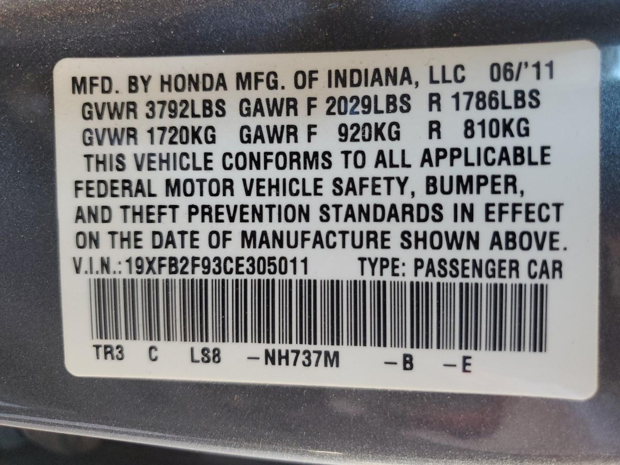 2012 HONDA CIVIC
