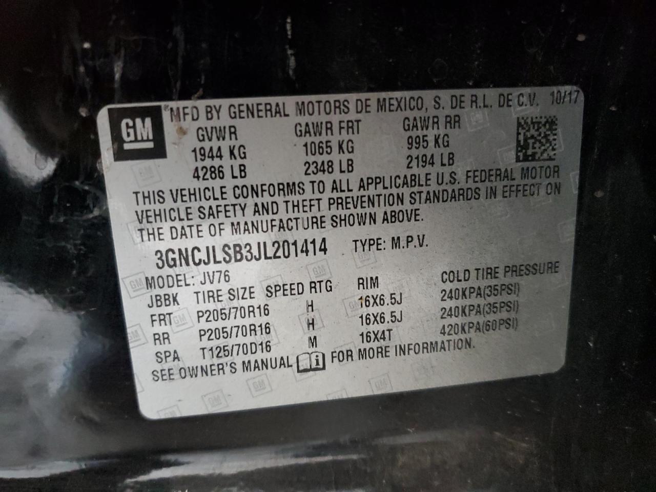2018 CHEVROLET TRAX