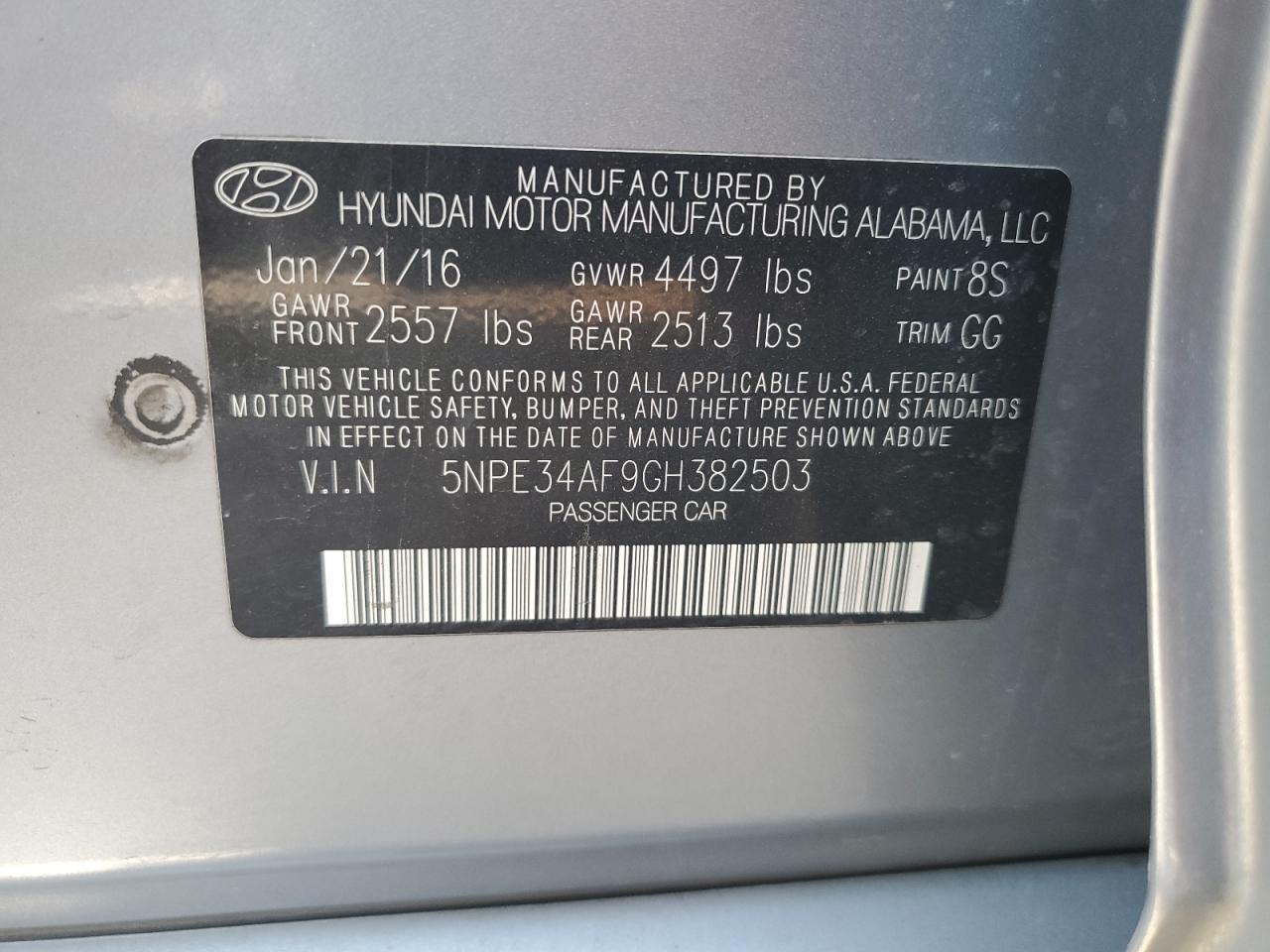 2016 HYUNDAI SONATA
