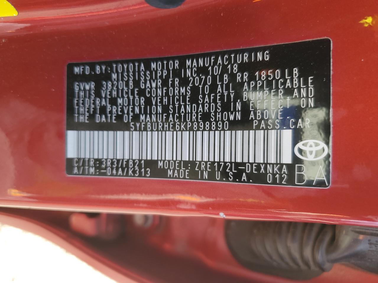 2019 TOYOTA COROLLA