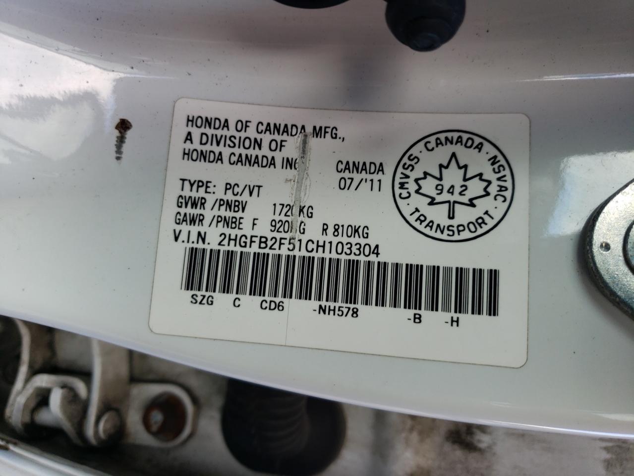 2012 HONDA CIVIC