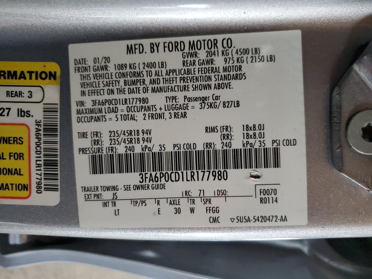 2020 FORD FUSION