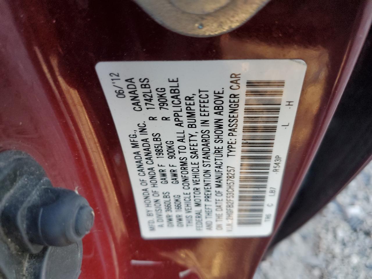 2012 HONDA CIVIC