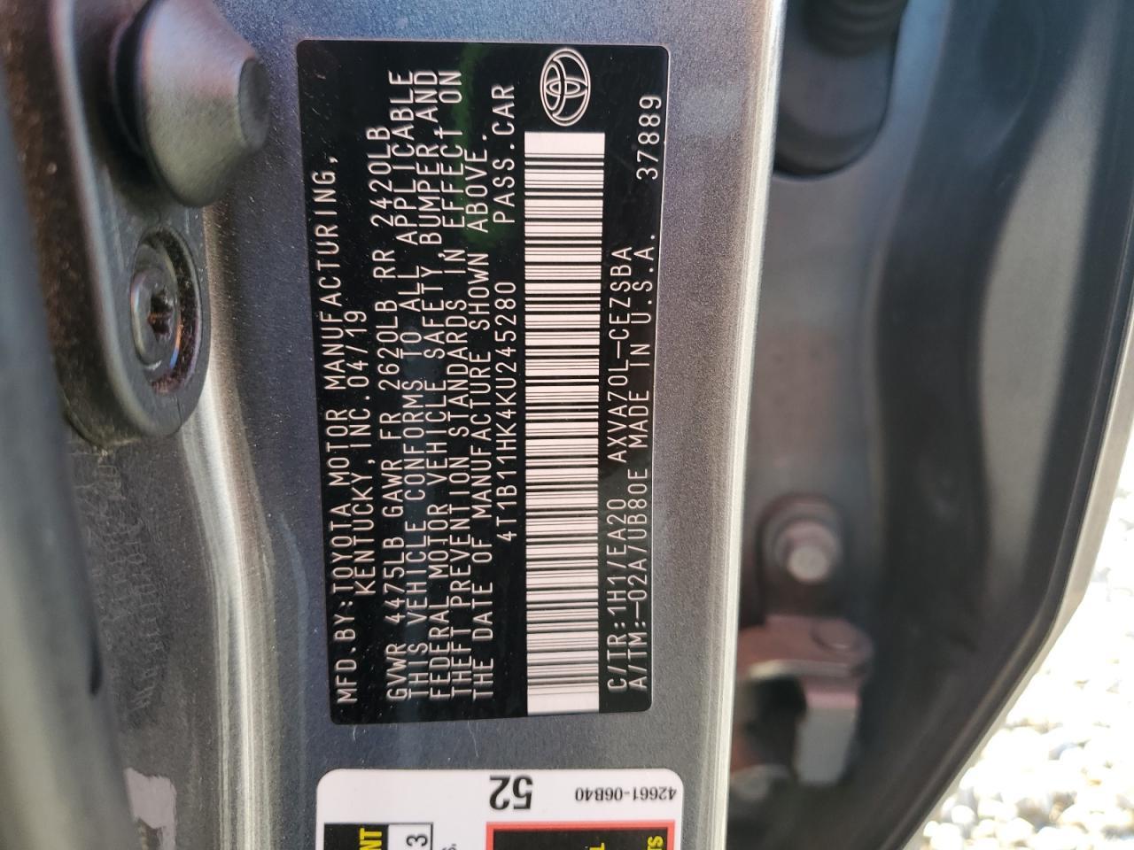 2019 TOYOTA CAMRY