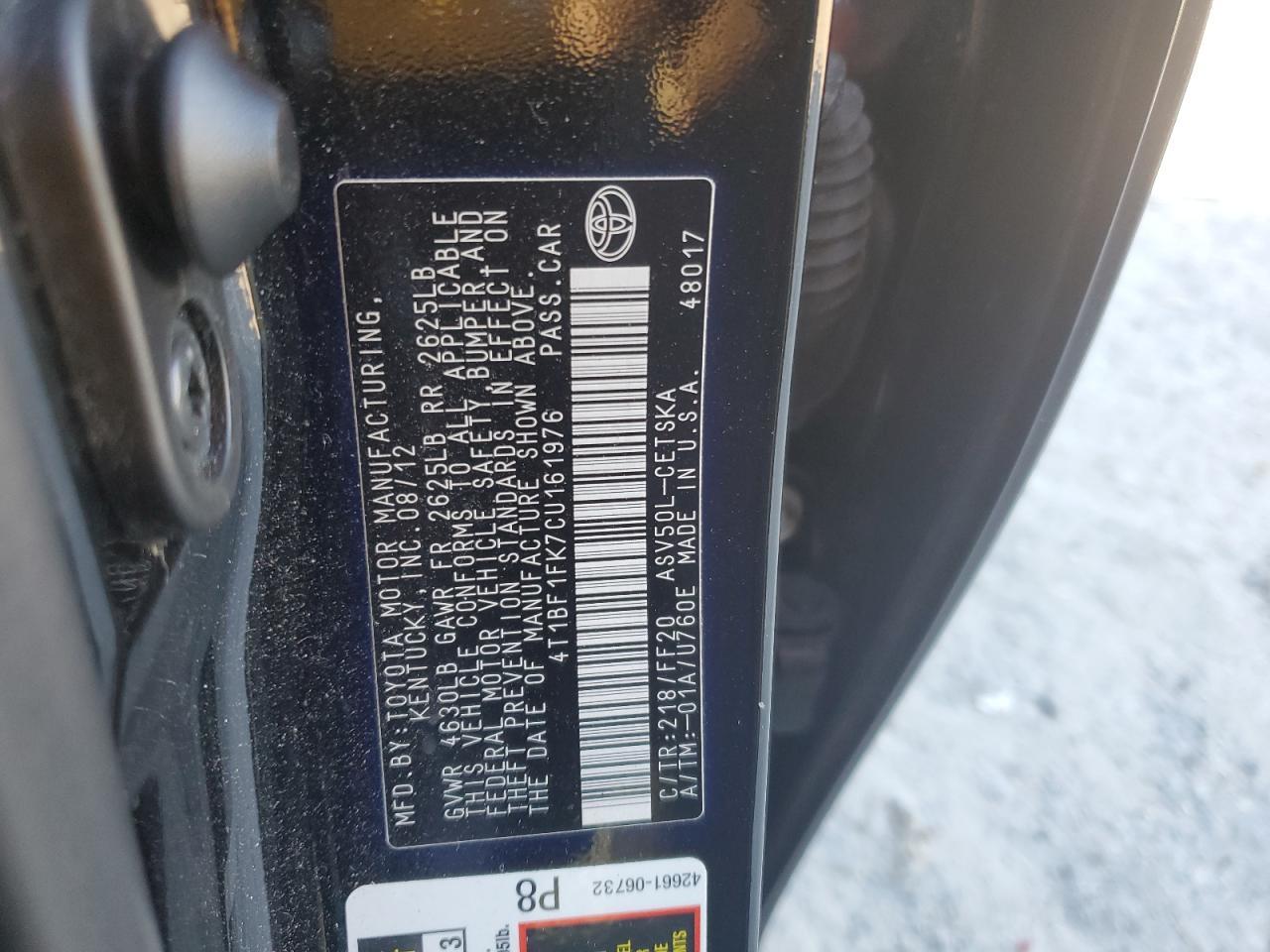 2012 TOYOTA CAMRY