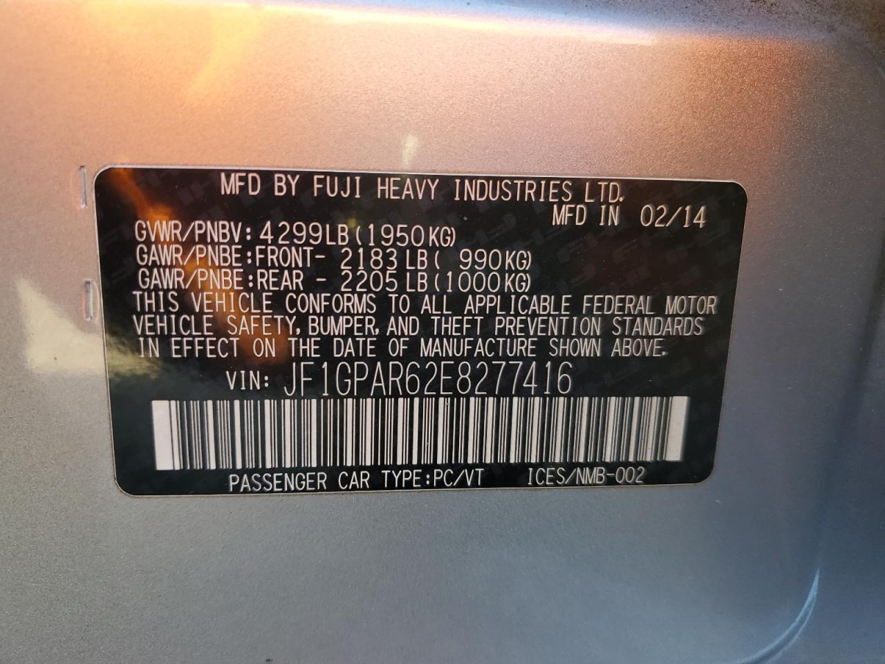 2014 SUBARU IMPREZA