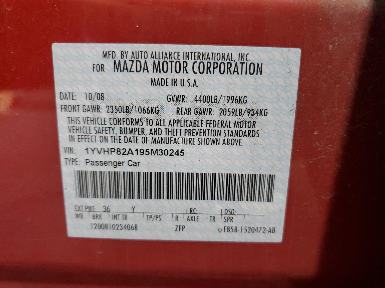 2009 MAZDA 6