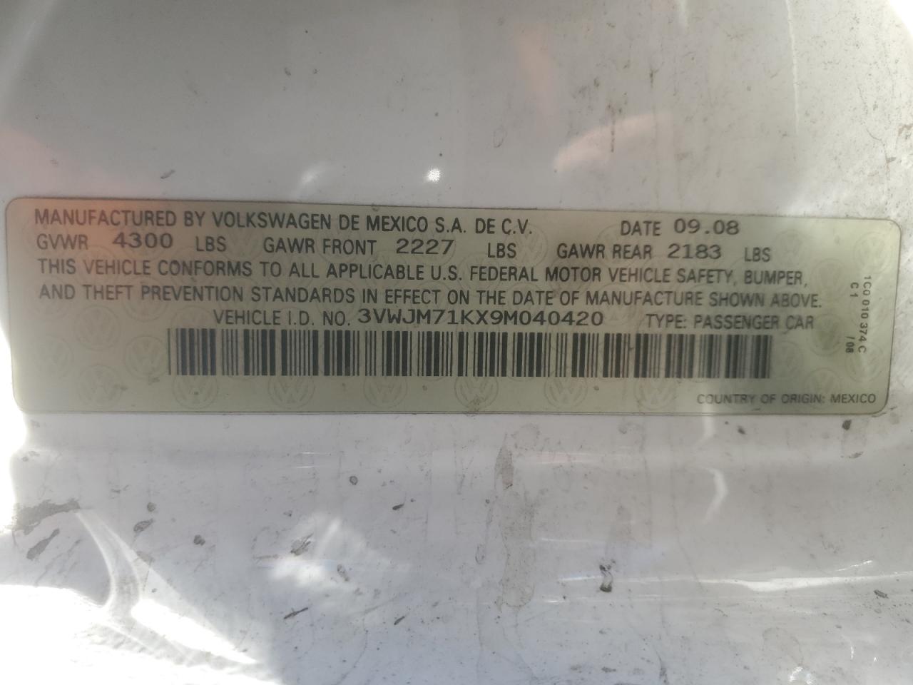 2009 VOLKSWAGEN JETTA