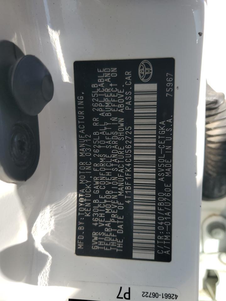 2012 TOYOTA CAMRY