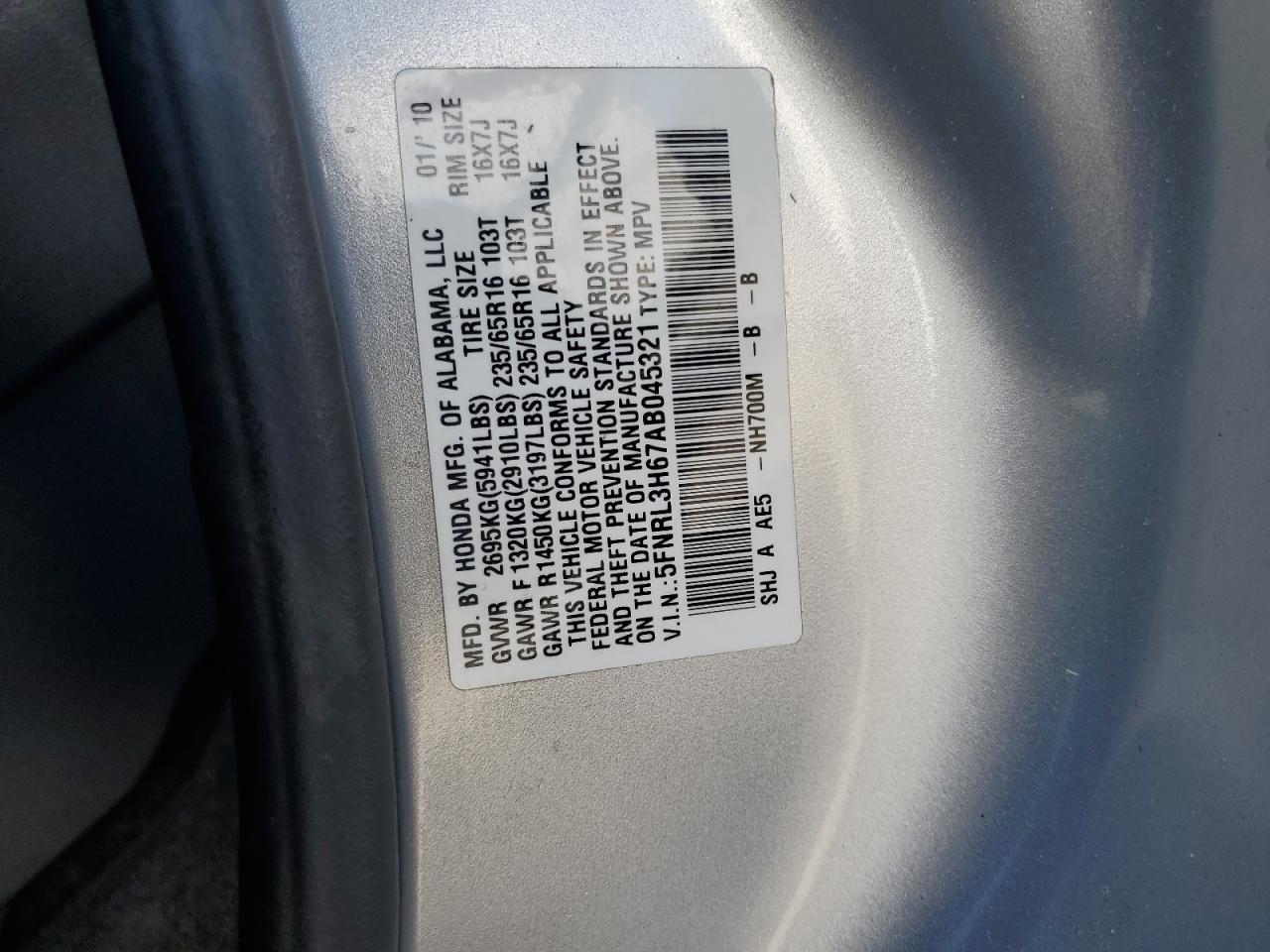 2010 HONDA ODYSSEY