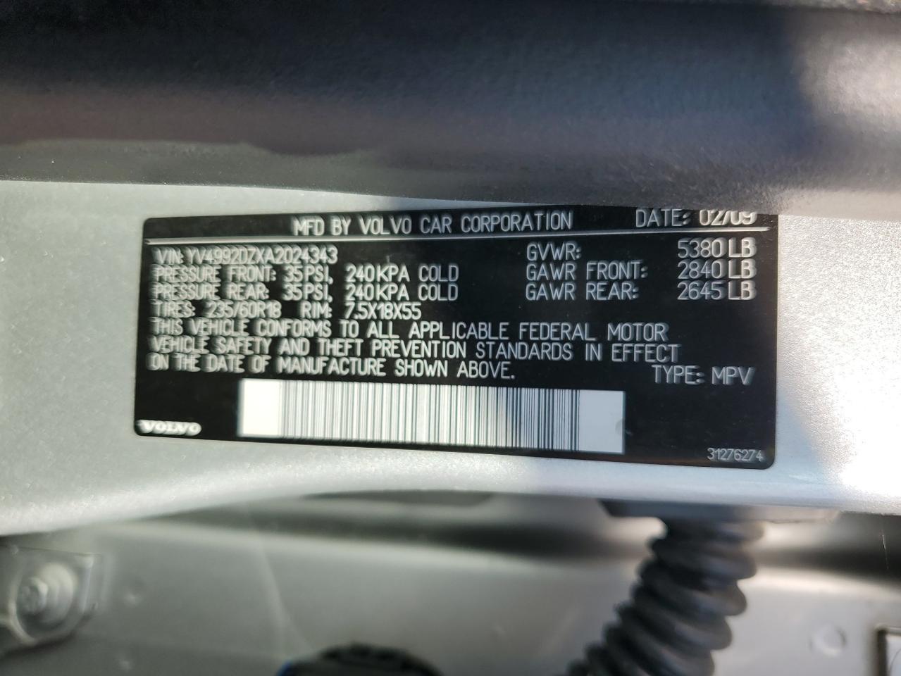 2010 VOLVO XC60