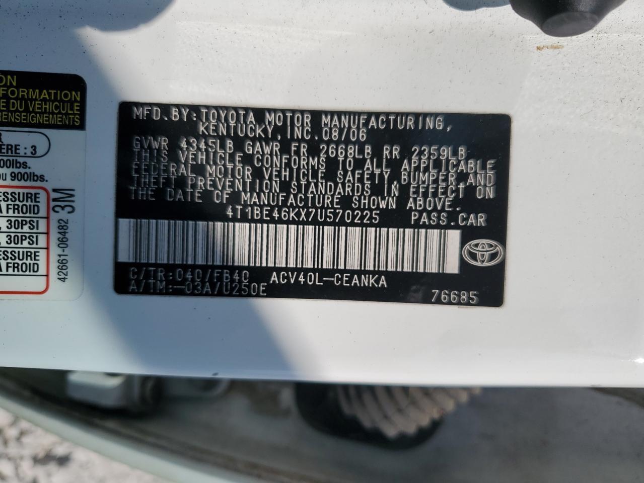 2007 TOYOTA CAMRY