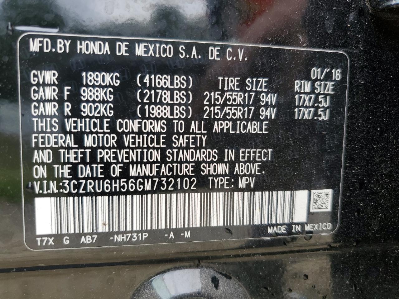 2016 HONDA HR-V