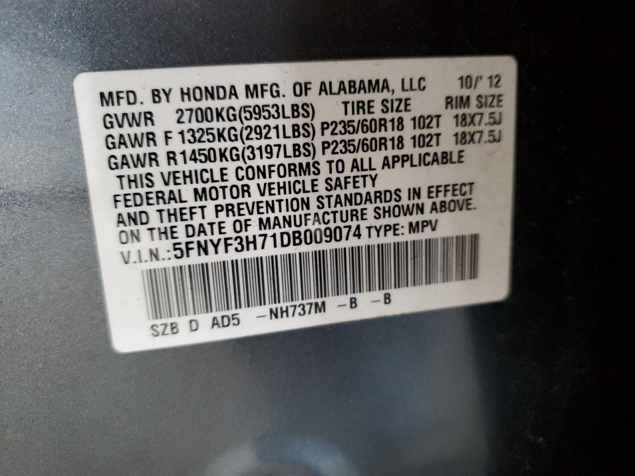 2013 HONDA PILOT