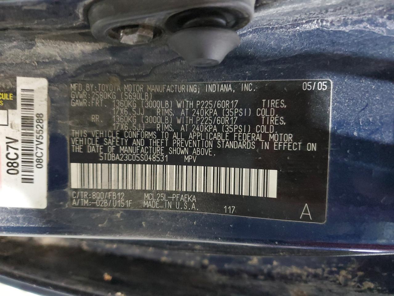 2005 TOYOTA SIENNA