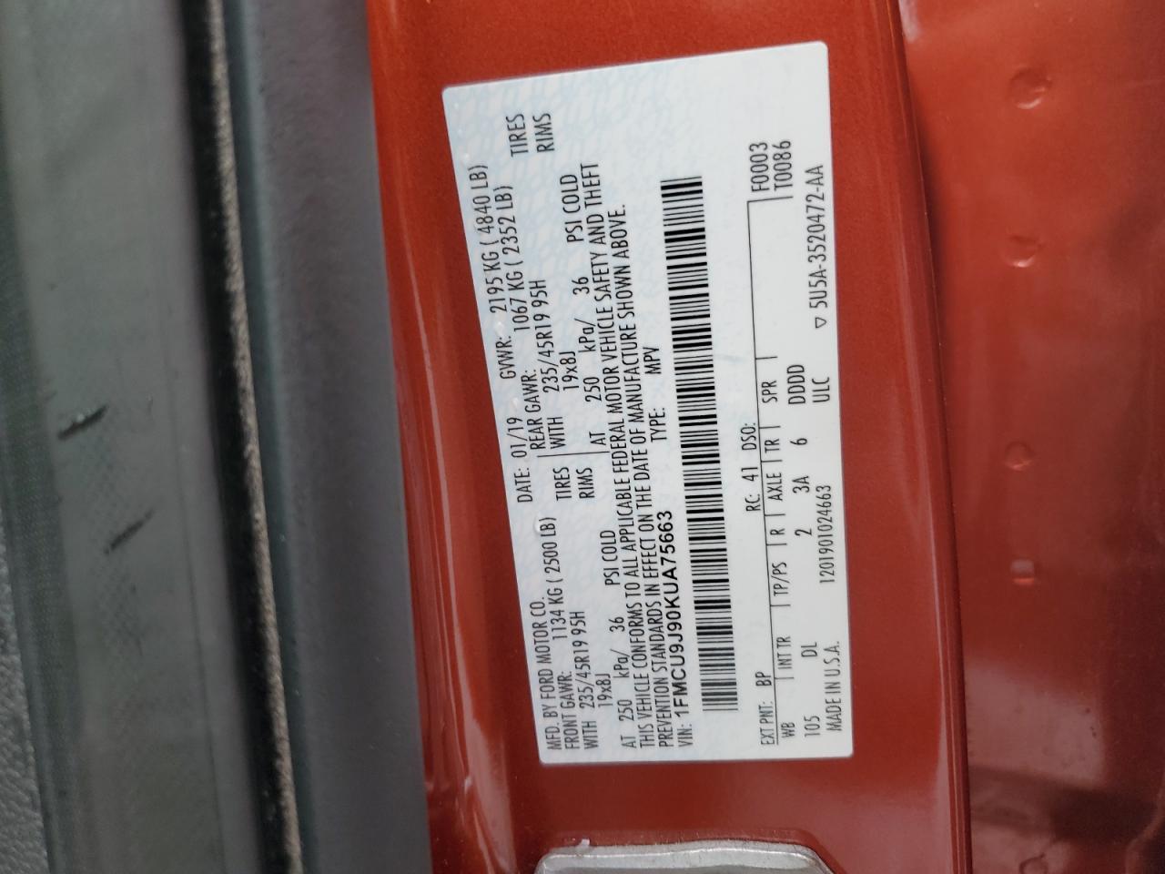 2019 FORD ESCAPE