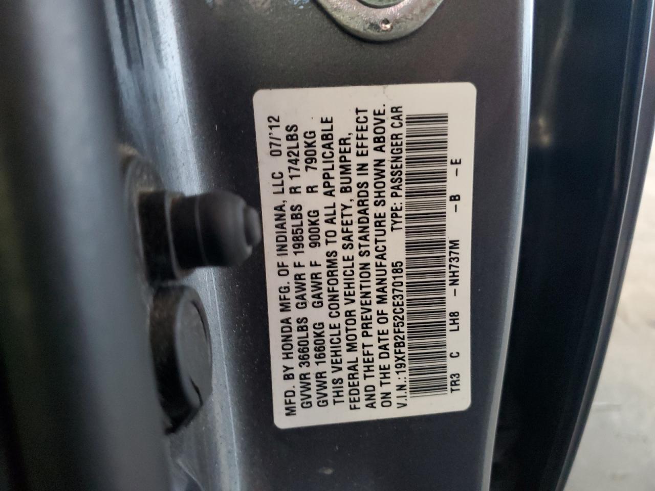 2012 HONDA CIVIC