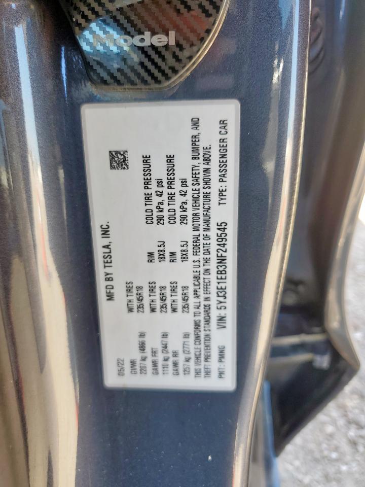 2022 TESLA MODEL 3