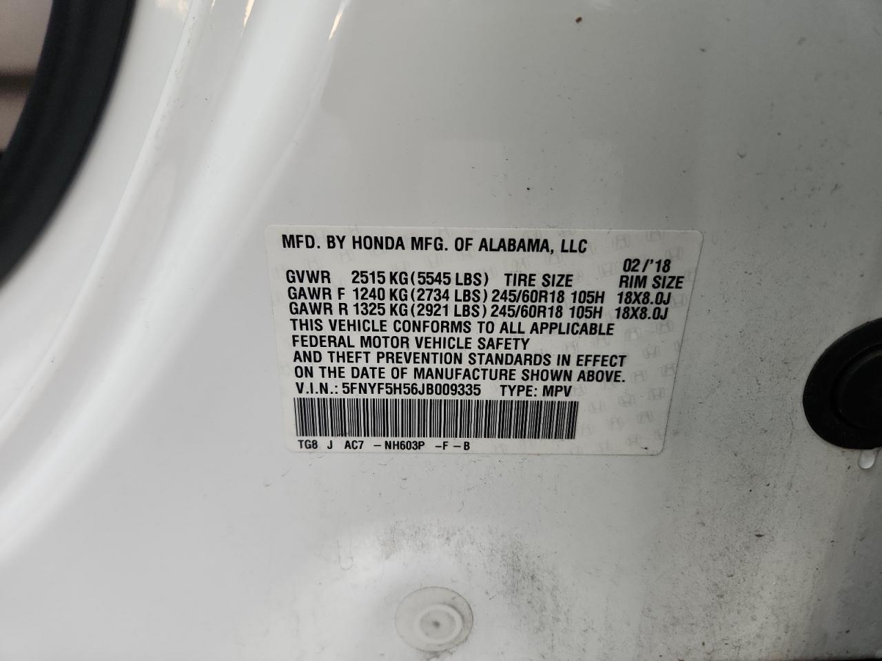 2018 HONDA PILOT