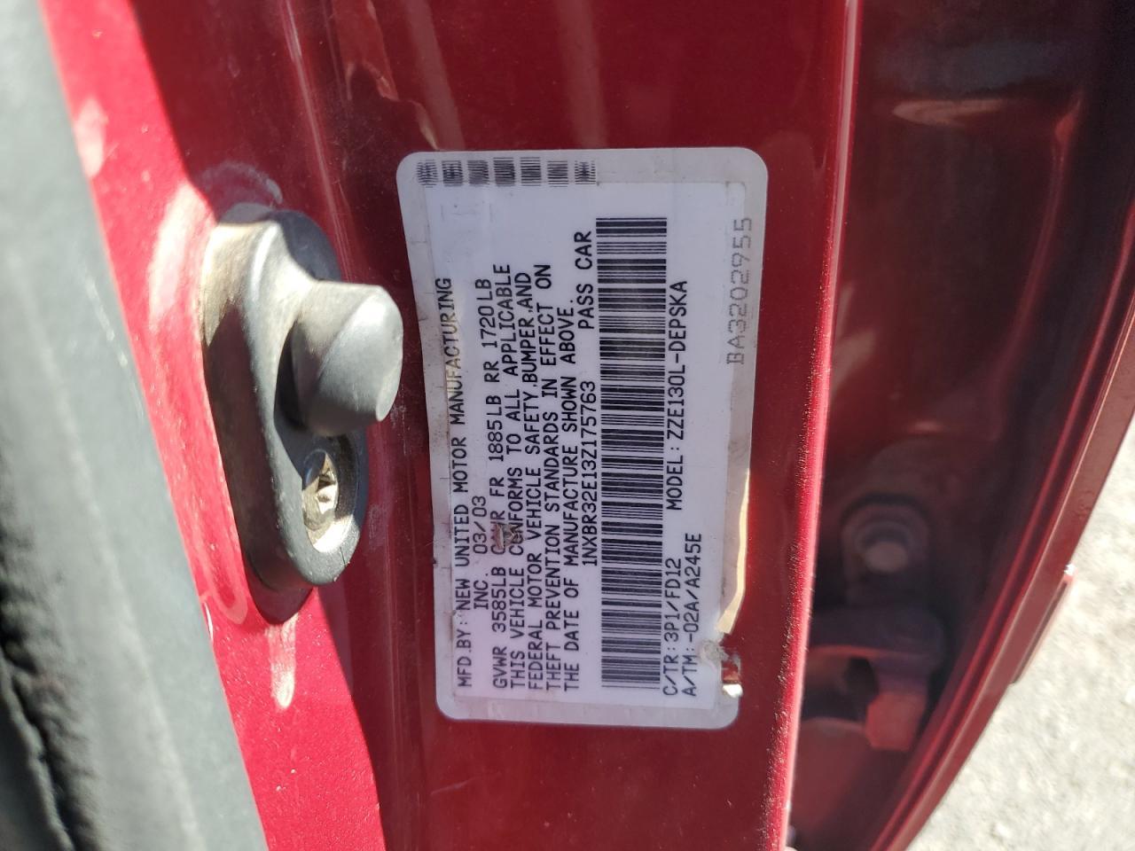 2003 TOYOTA COROLLA
