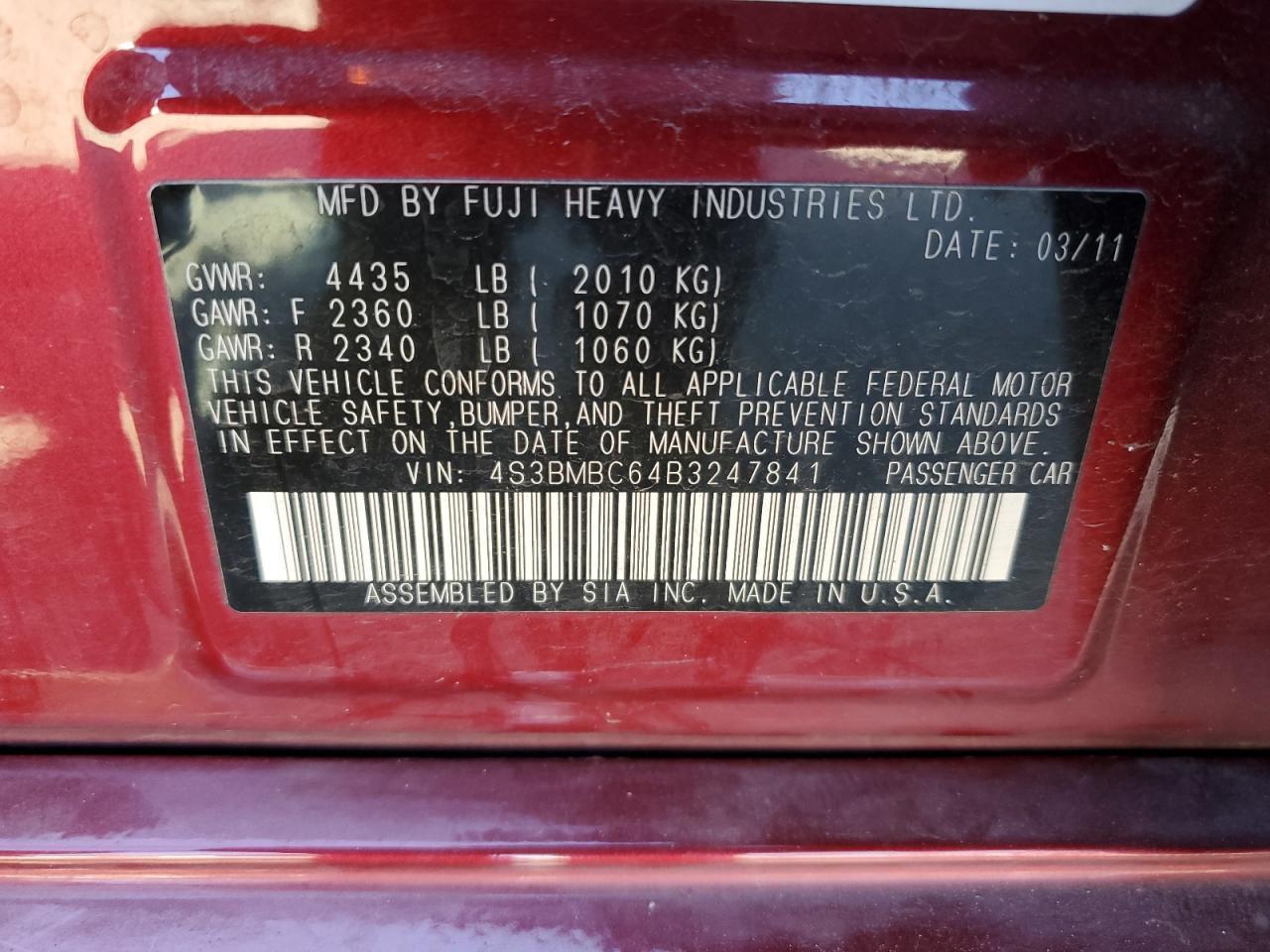 2011 SUBARU Legacy