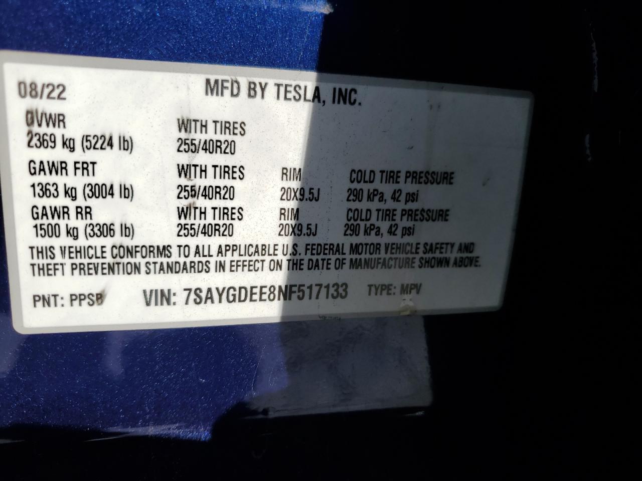 2022 TESLA MODEL Y