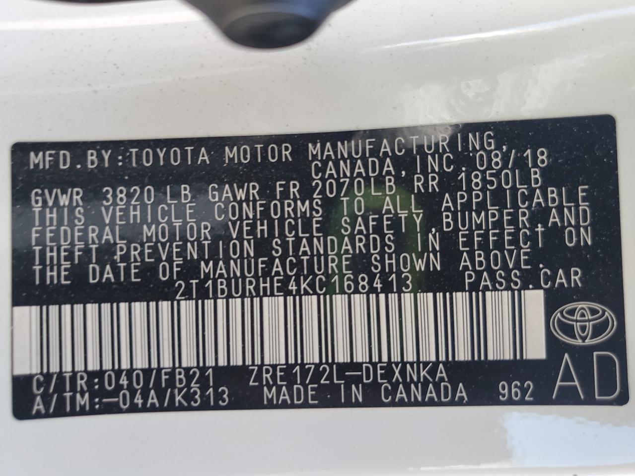 2019 TOYOTA COROLLA