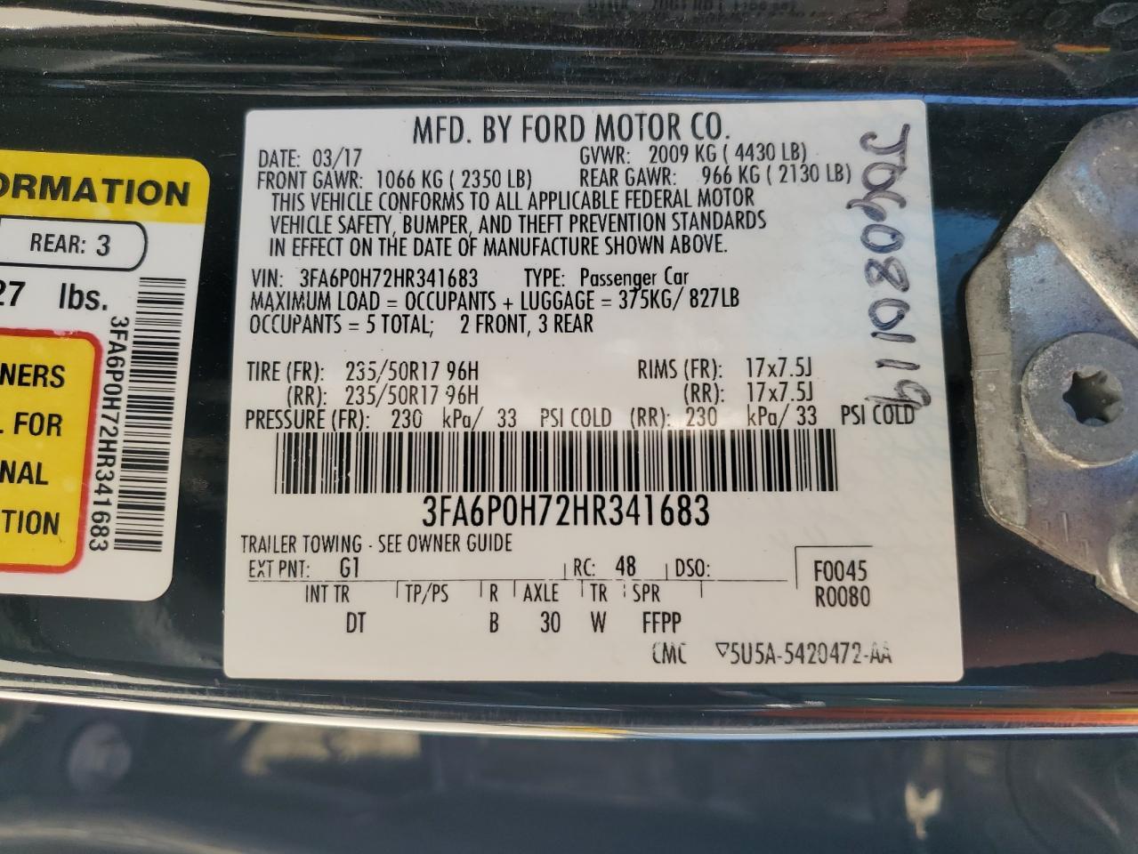 2017 FORD FUSION