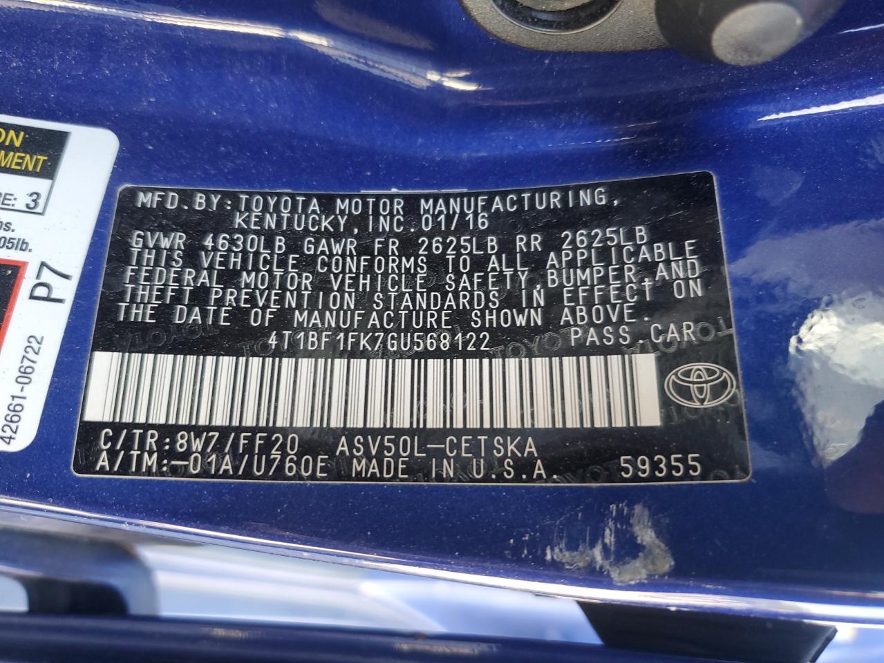 2016 TOYOTA CAMRY