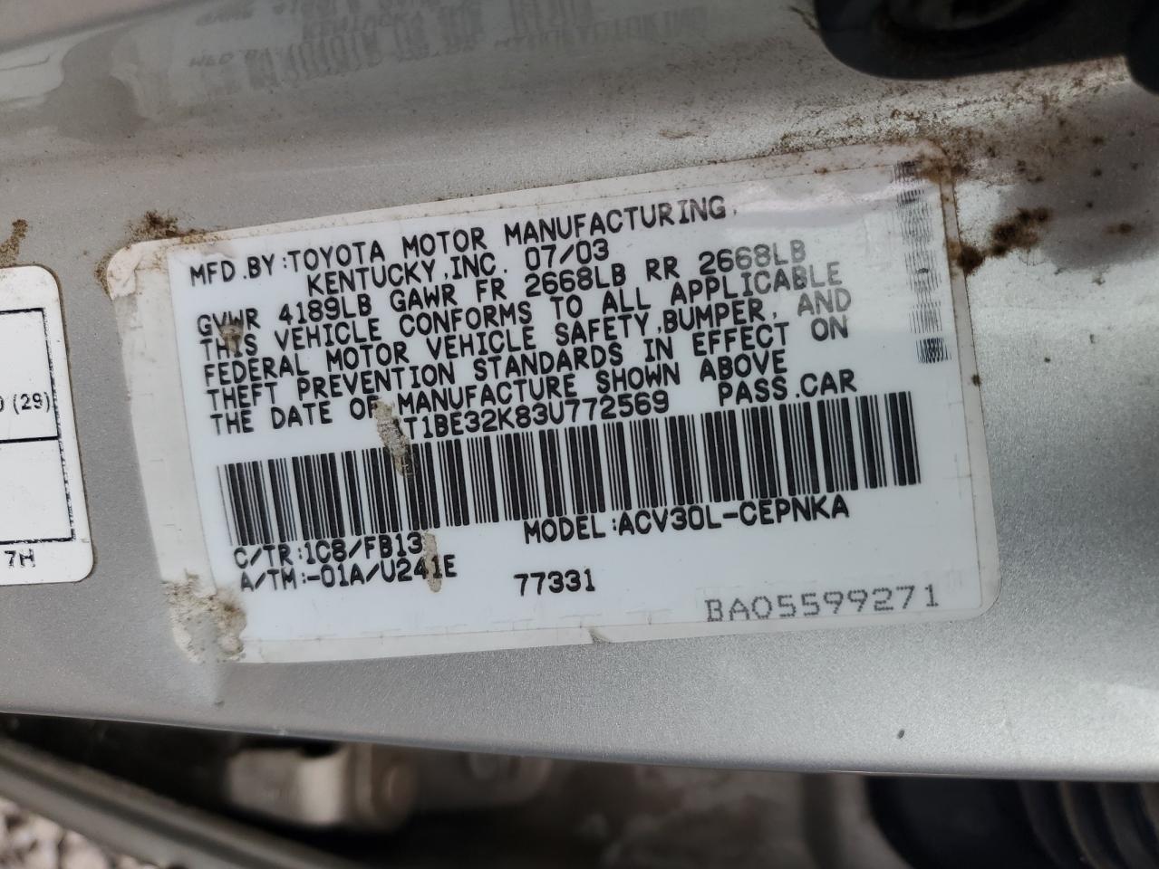 2003 TOYOTA CAMRY