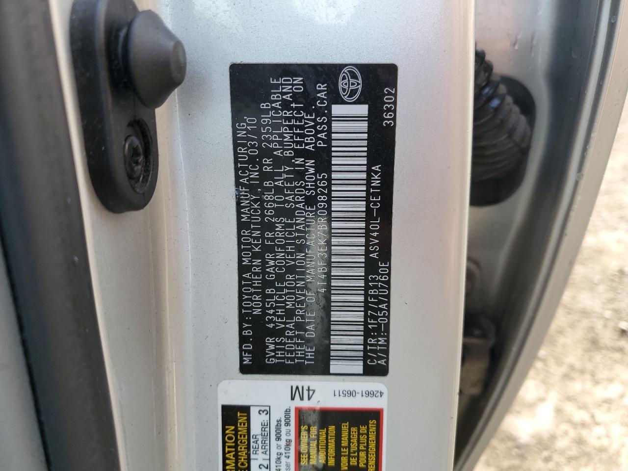 2011 TOYOTA CAMRY