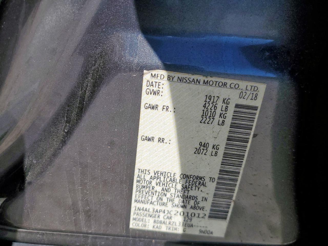2018 NISSAN ALTIMA